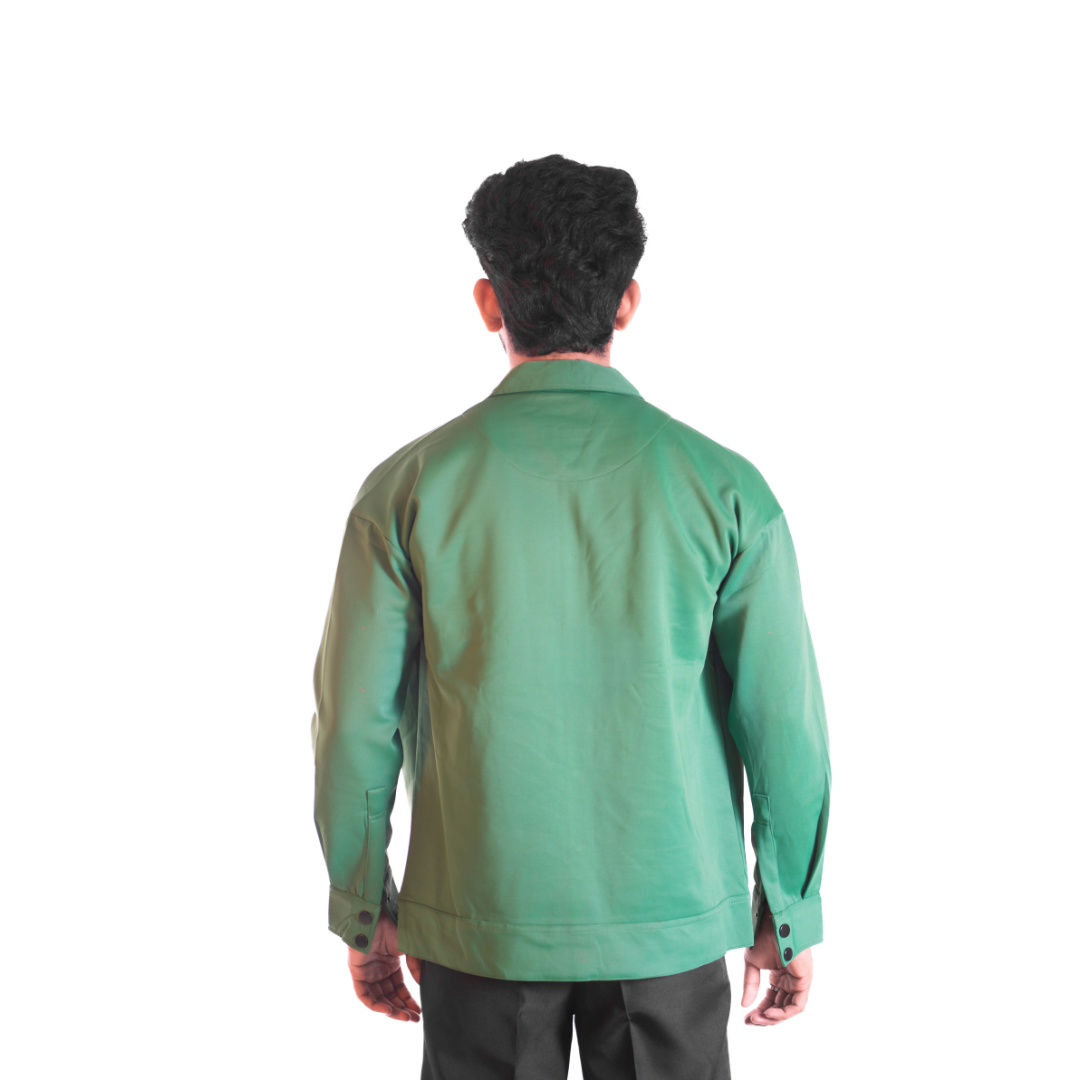 Menâs Snap Button Shirt Winter Jacket â Emerald Green