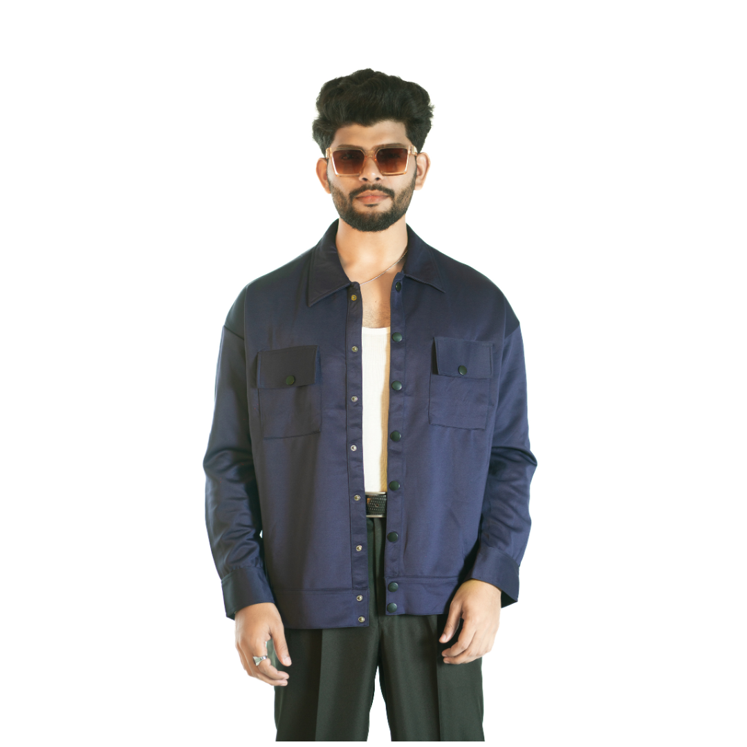Men’s Snap Button Shirt Jacket – Midnight Navy