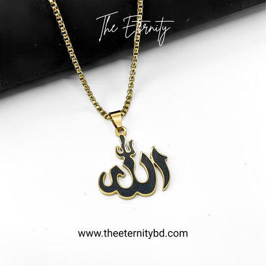 Allahu Gold Black Pendant