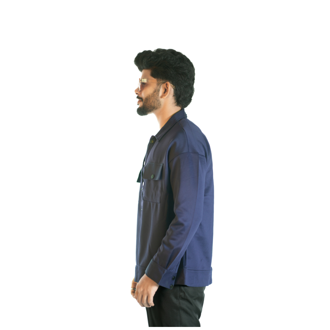 Men’s Snap Button Shirt Jacket – Midnight Navy