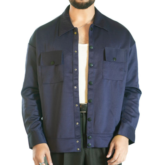 Men’s Snap Button Shirt Jacket – Midnight Navy
