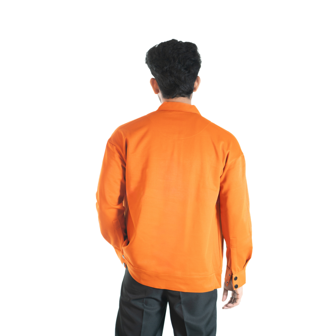 Men’s Snap Button Shirt Winter Jacket – Saffron Orange
