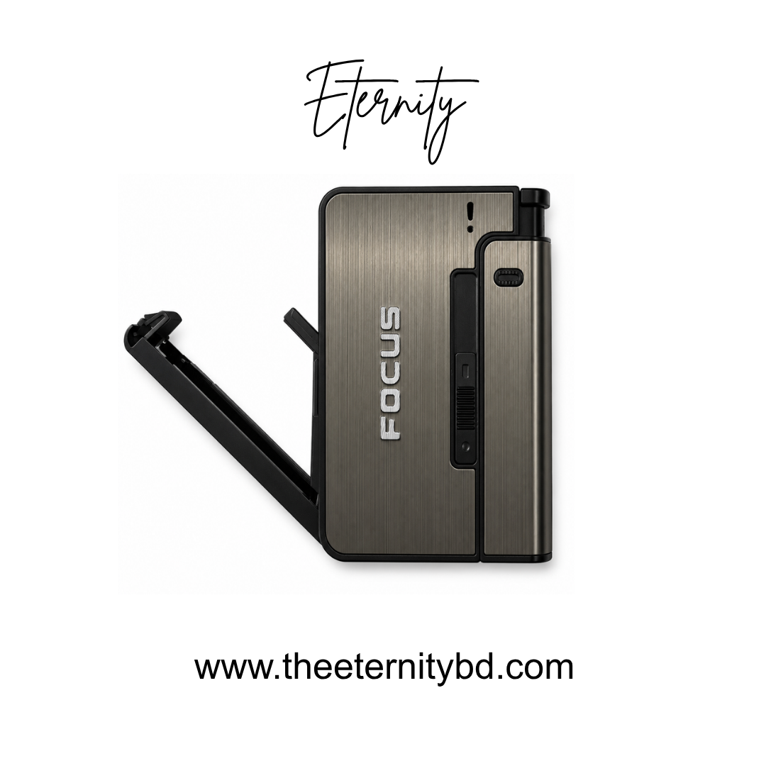 Eternity Gunmetal Case Spark – Premium Refillable Lighter & Cigarette Holder