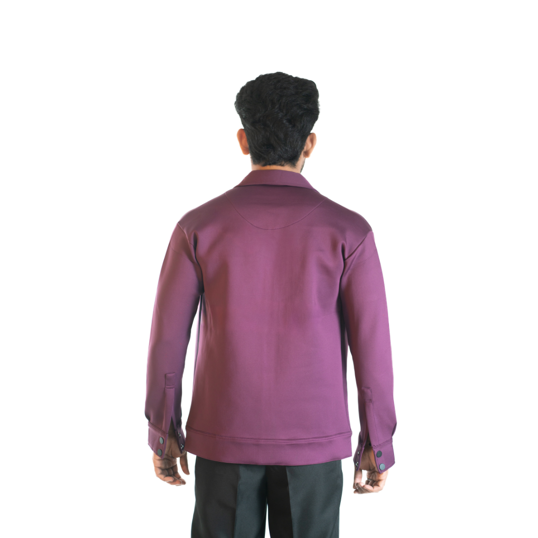 Men’s Snap Button Shirt Jacket – Wine Purple