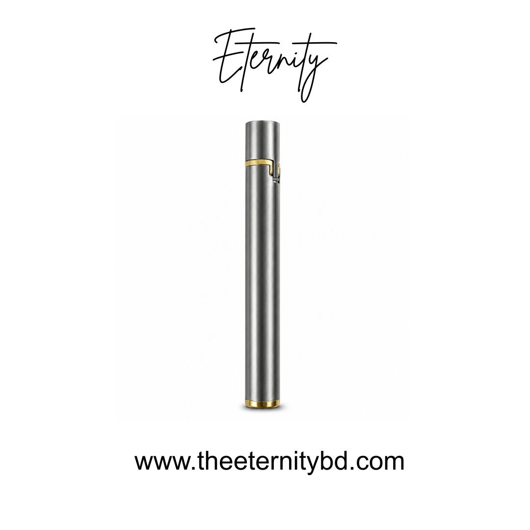 Eternity Titanium Tube Flame – Premium Grey & Gold Refillable Lighter