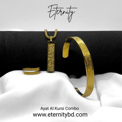 Ayat al-Kursi 3-in-1 Gold Combo – Chain, Bracelet & Ring (Limited Edition)