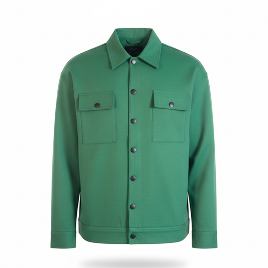Men’s Snap Button Shirt Winter Jacket – Emerald Green