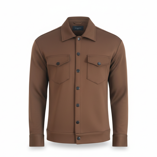 Men’s Snap Button Shirt Jacket – Espresso Brown